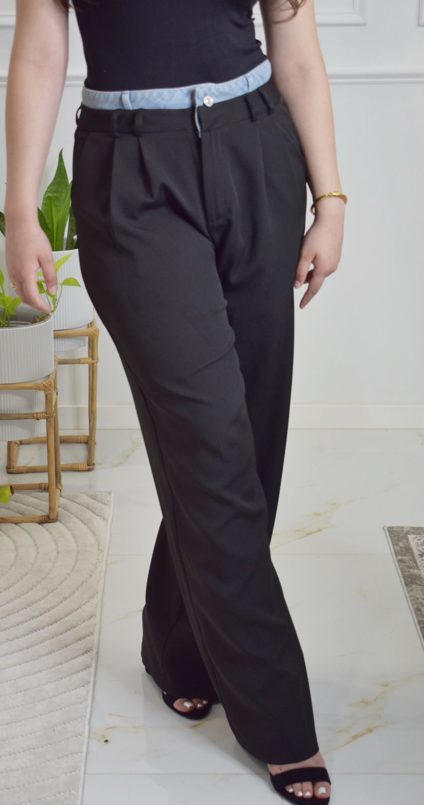 DENIM WAIST PANTS