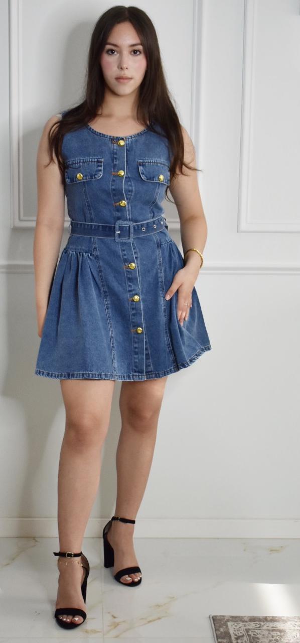 DENIM FLARE DRESS